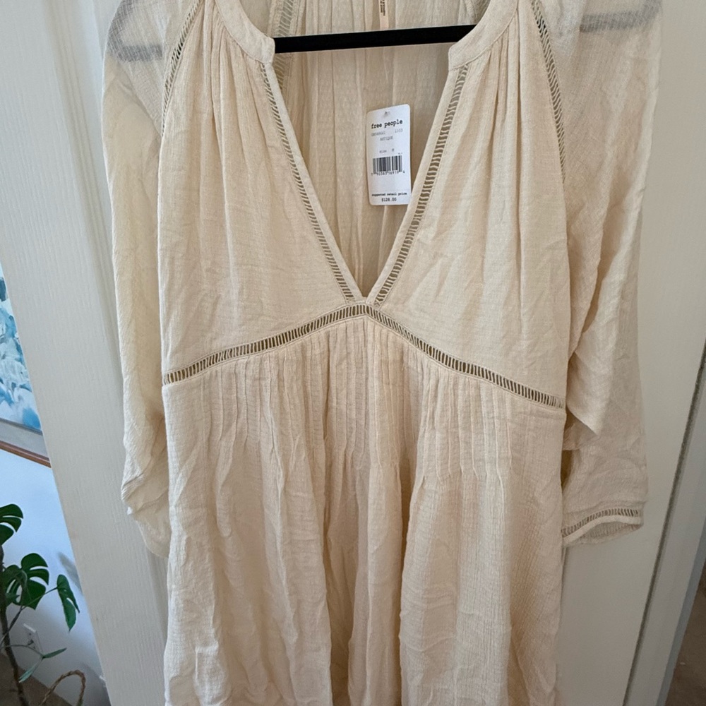Cream Free People go lightly swing Boho Dress